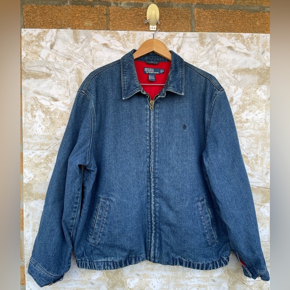 Ralph Lauren Vintage Velvet‑Lined Denim Jacket XL, Classic Trucker Style - Picture 1 of 15